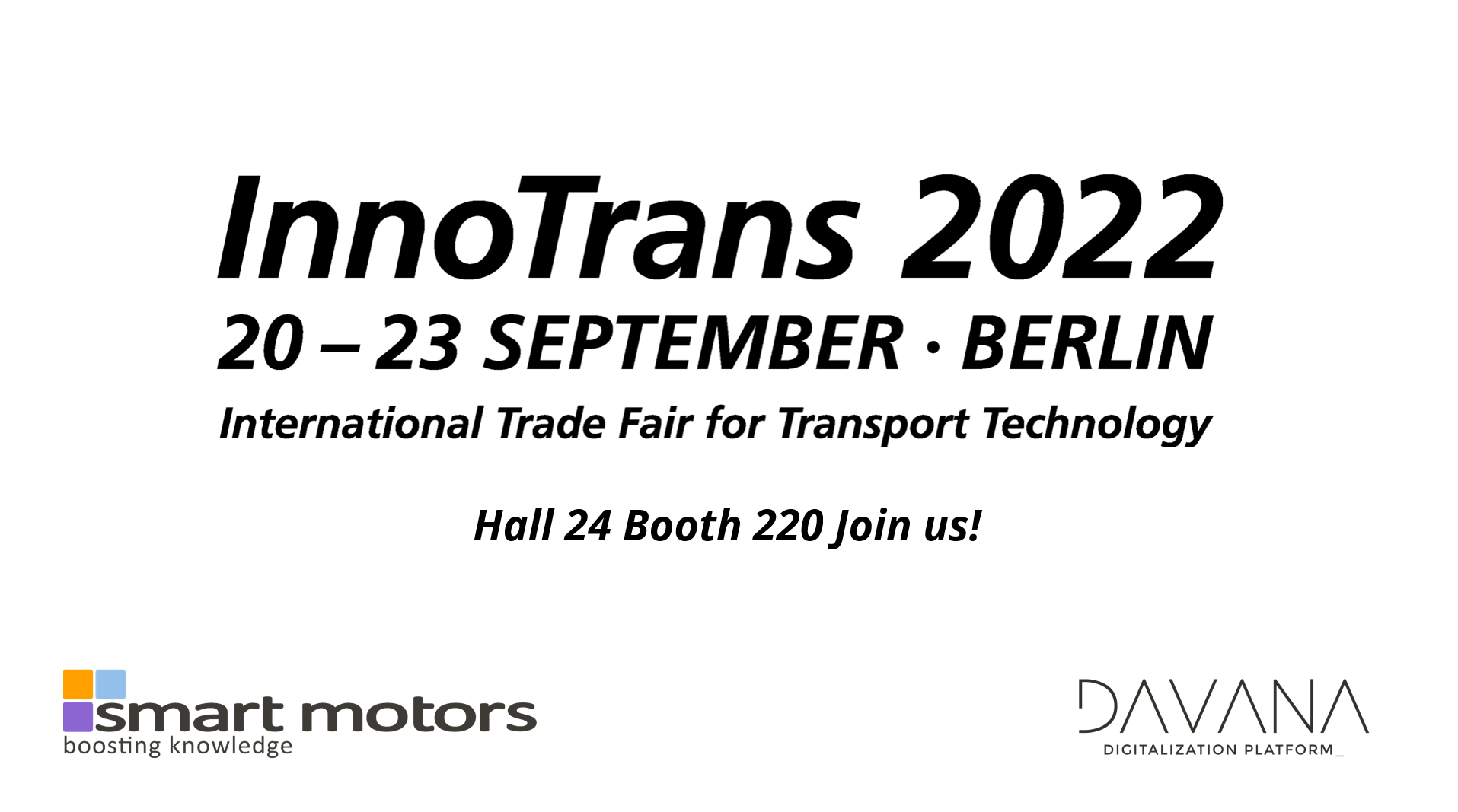 smart motors en Innotrans con DAVANA la plataforma de Digitalización ferroviaria 